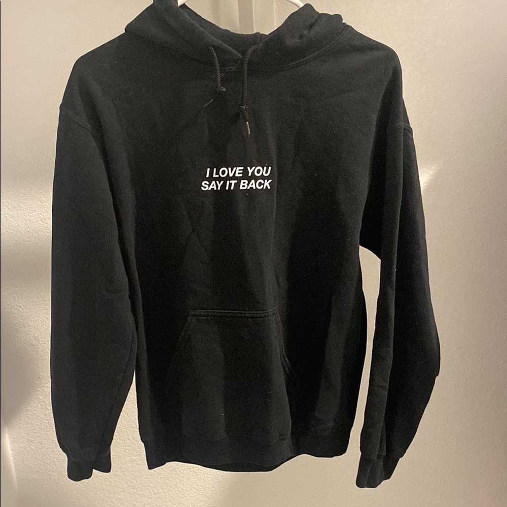 LONELY GHOST Black Hoodie with White Logo